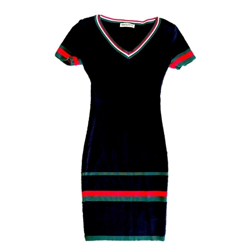 Vinceotto knitted women’s v-neck short sleeve dress Italian size small (fits xs)